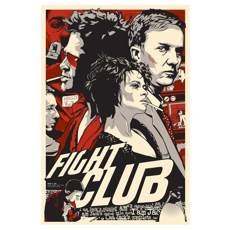 Room Decoration 1 Piece Frameless Fight Club Movie Canvas Poster, 30.48x 45.72cm , Soft Canvas Material, Suitable for Bars, Clubs, Cafes, Restaurants