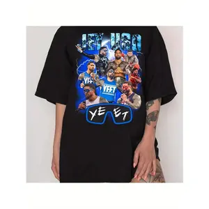 Jey Uso & Yeet Wrestling T-Shirt - Retro Wrestling Logo Graphic Tee, Black Crew Neck Short Sleeve Shirt with Signature Design, Unisex Collectible for &, All-Season Fan Apparel