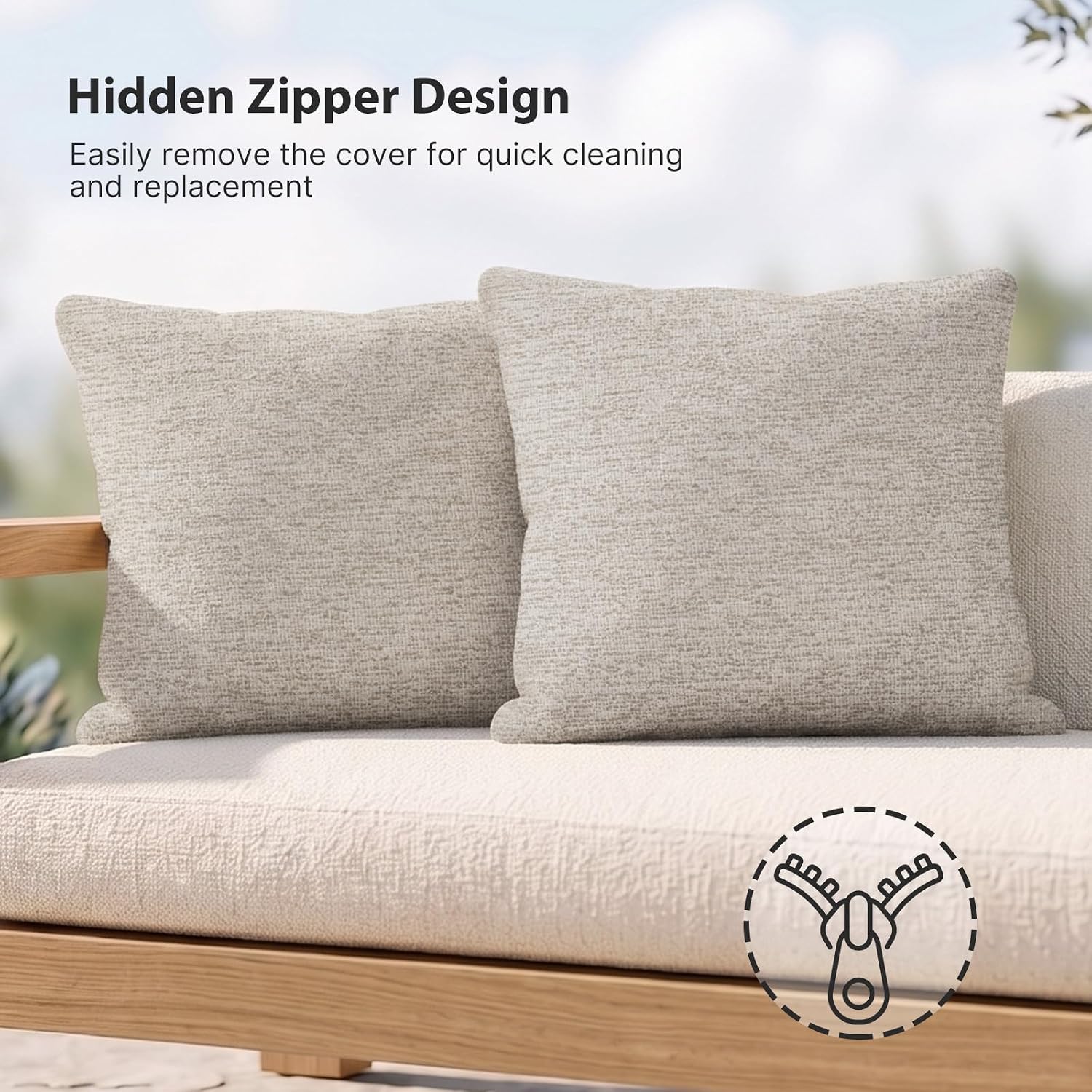 Outdoor Throw Pillow with Inserts, Outdoor Pillow Water Resistant for Patio Furniture, 18x18 Inch Outdoor Pillows with Removable Zipper Cover Outdoor Throw Pillow with Inserts, Outdoor Pillow Water Resistant for Patio Furniture, 18x18 Inch Outdoor Pillows with Removable Zipper Cover