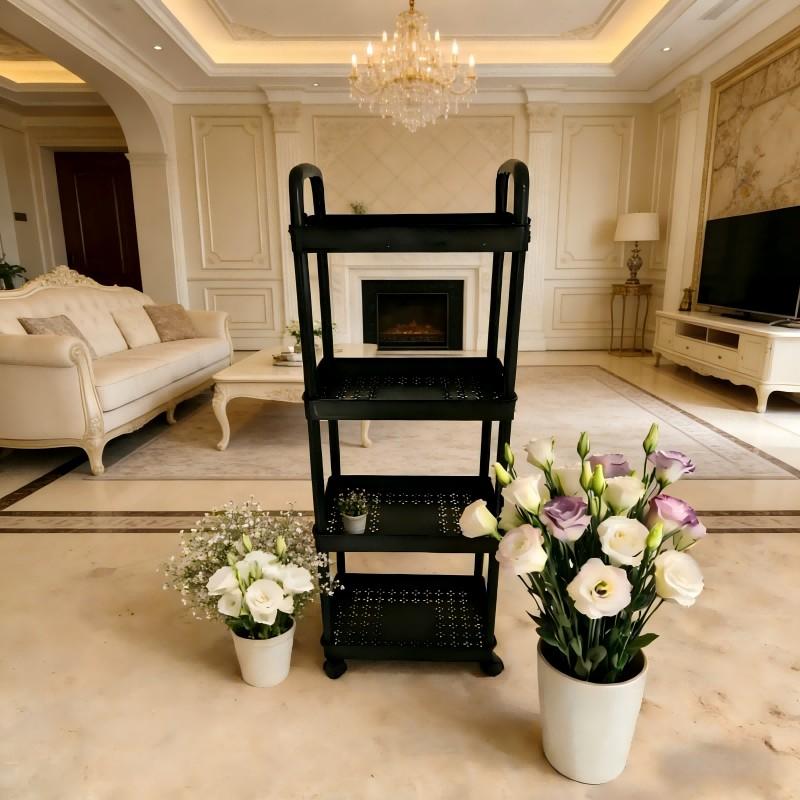 4-Tier Multi-Functional Cart, Durable Plastic, 360° Swivel Wheels, Bathroom, Bedroom, Kitchen Organizer, or, Space-Saving