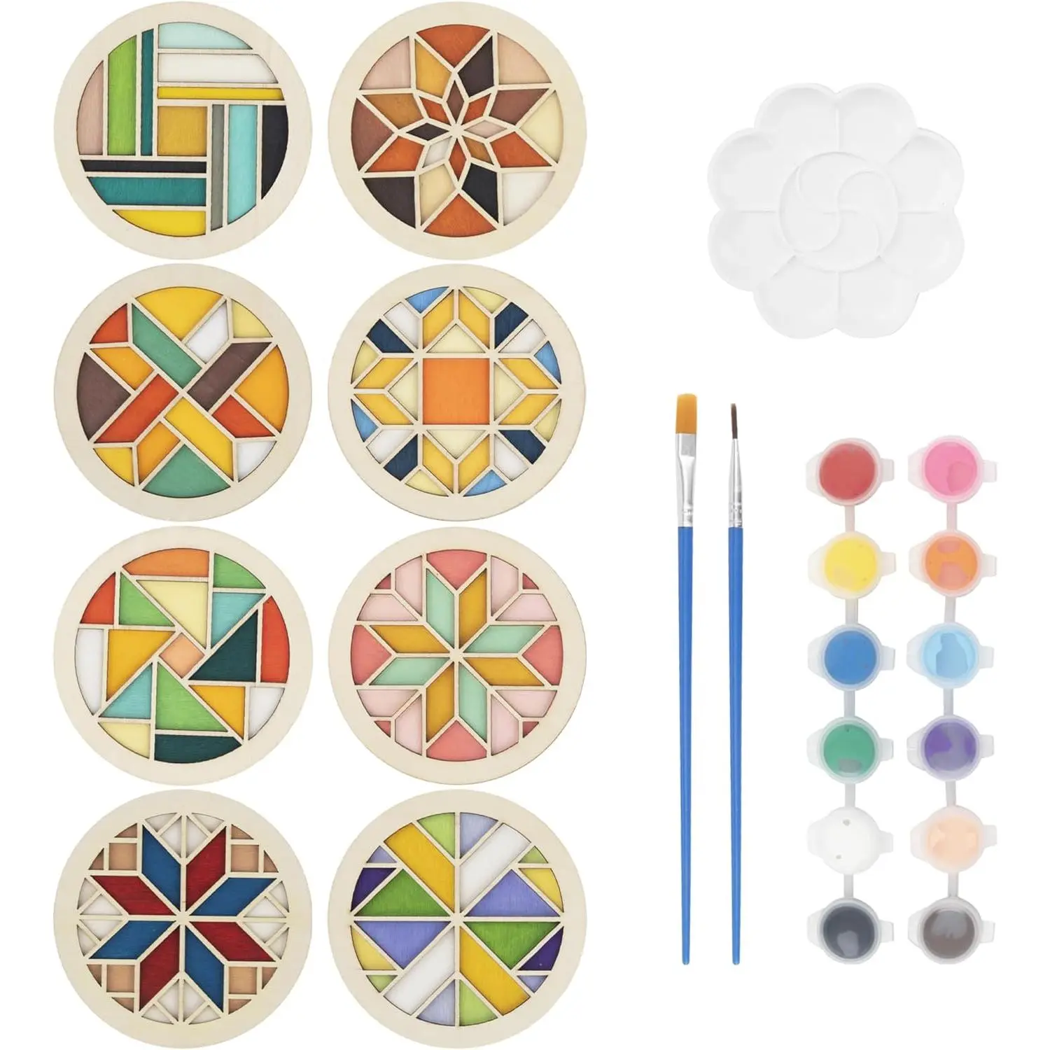 Wooden Coasters Painting Kit,  You Own Coaster Wooden Painting Craft Kit for Adults and Beginners Art Craft Supplies (Barn Quilt)