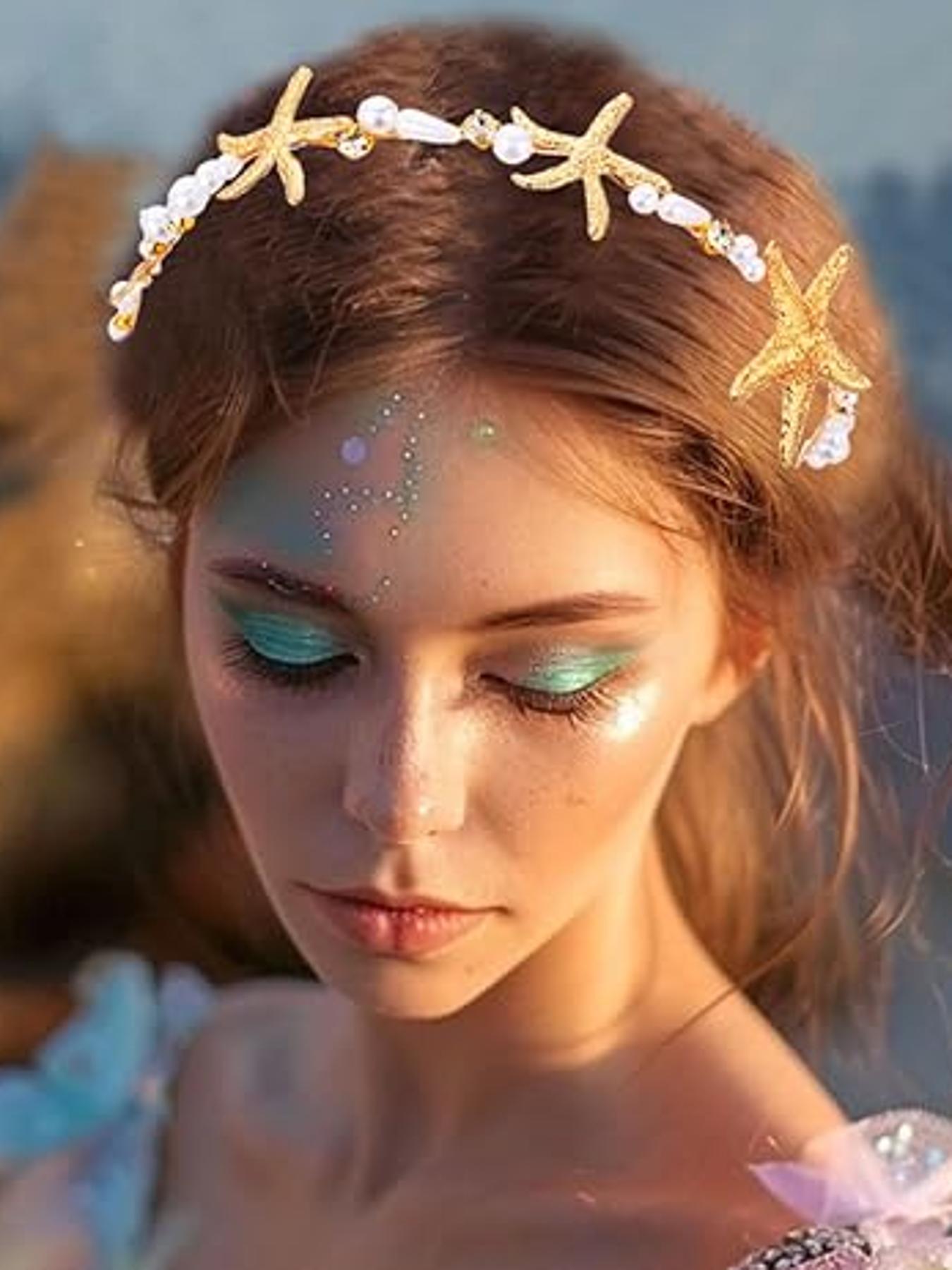 New beautiful Gold Starfish Pearl Headband Bridal ✨✨? Amazon.com: Unicra Starfish Bride Wedding Hair Vine Pearl  main image 2