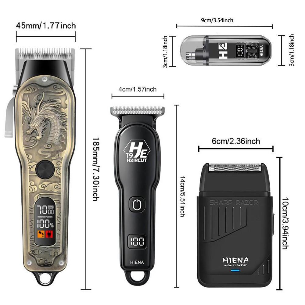 Metal Dragon Collector‘s Gift Set｜Rechargeable Professional Cordless Hair Clipper Kit with Vintage Full-Body Metal Dragon Engraving, Full Kit for Home & Salon Use. A Tasteful Gift for Men