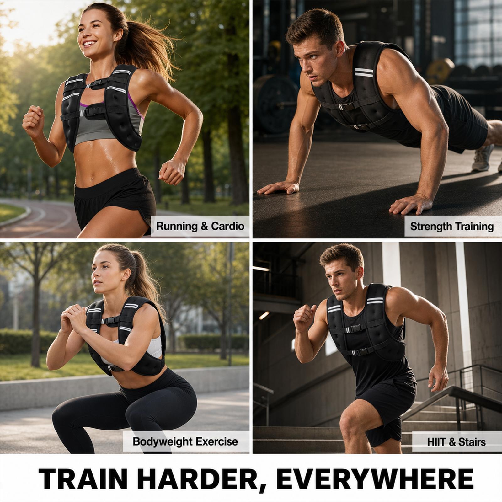 【DealsForYouDays】Adjustable Weighted Rucking Vest for Men & Women, 8lbs-25lbs Weight Range, with Detachable Phone Pouch for Walking, Training