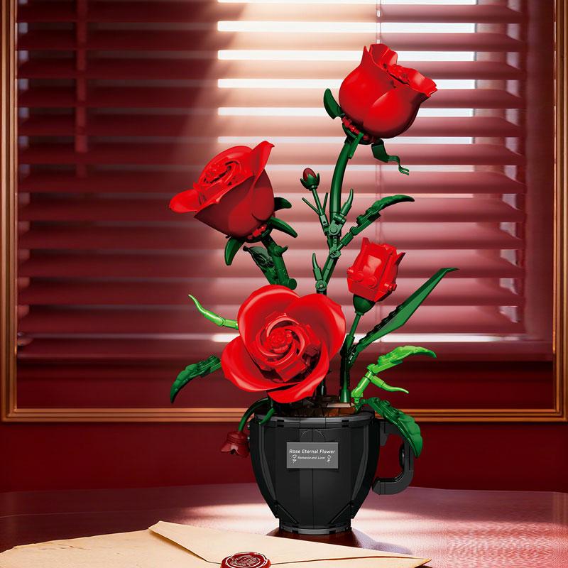 450-piece Coffee Cup Rose Building Block Set, Flower Bricks, Exquisite Rose Flower Pot, Creative Coffee Cup Design, Durable and Innovative Ideal Gift for Christmas, Halloween, and Valentine's Day, Perfect for Home Decor and Floral Arrangements