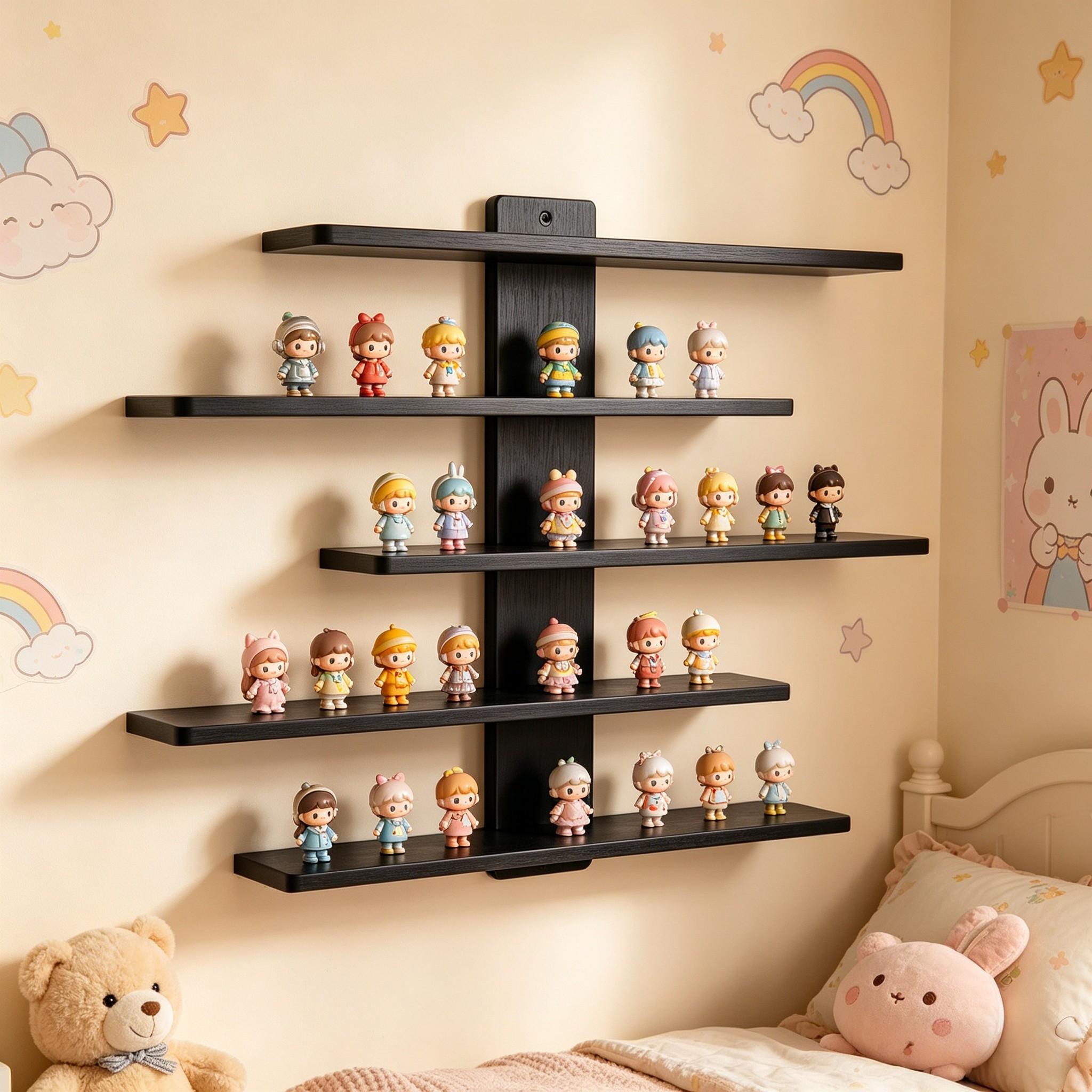 Wall-Mounted Display Cabinet, Multi-Layer Vertical Design, No Drilling, Easy Installation, Transparent Acrylic, Toy Collection Organizer