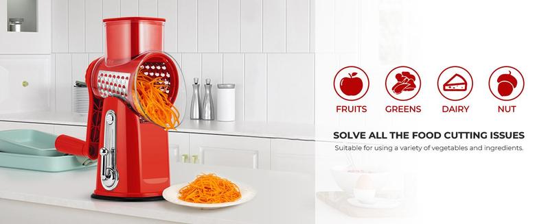 Susteas 5-in-1 Rotary Cheese & Veggie Grater – Suction Base, Retro Green Mandoline for Easy Shredding & Slicing (Dishwasher Safe) Kitchen Utensils Ergonomic with Susteas 5-in-1 Rotary Cheese & Veggie Grater – Suction Base, Retro Green Mandoline for Easy Shredding & Slicing (Dishwasher Safe) Kitchen Utensils Ergonomic with