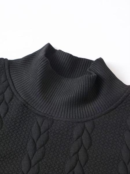 Men's solid color knitted jacquard turtleneck sweater is comfortable, warm and windproof, and can be layered. Casual, comfortable, regular slim fit long-sleeved sweatshirt, suitable for autumn and winter wear, and for men's daily outfits.