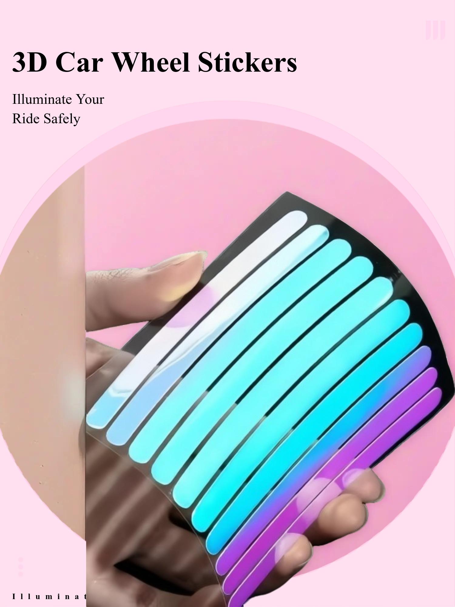 Car Wheel Reflective Stickers, Tire Warning Stickers, 3D Racing Hubcap Stickers, Anti-Collision Tape, Creative Motorcycle Decals, 20 Pieces