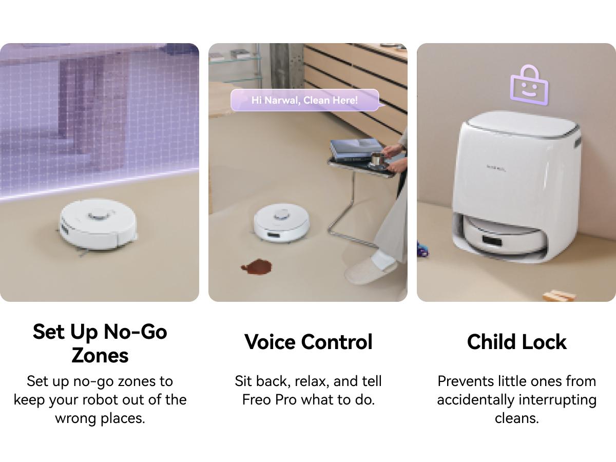 NARWAL Freo Pro Robot Vacuum and Mop Combo, Tangle Free Robot Mop, 8500Pa Powerful Suction, Self-Emptying, Auto Mop Washing, Auto Drying, Obstacle Avoidance, Ideal for Pet Hair and Hard Floor