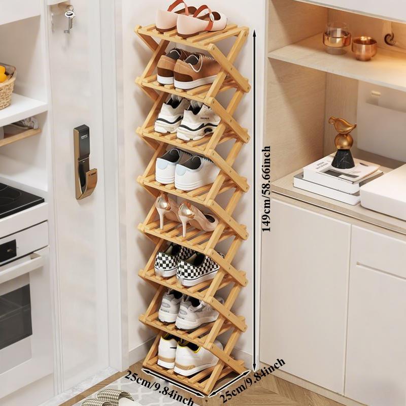 Bamboo Shoe Rack Multi-Layer Foldable, Home Organizer for Living Room Bedroom Bathroom, Shoe Organizer Storage Racks, Shelves Rack