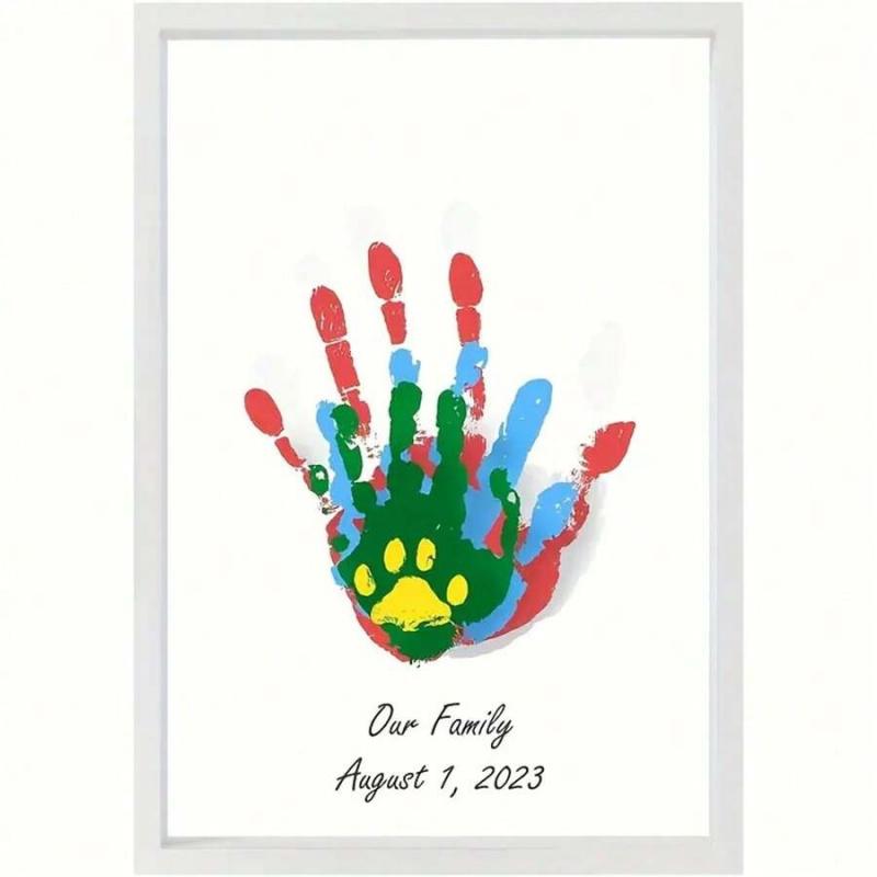 Transparent Wooden Handprint Memory Frame, DIY Baby & Family Keepsake Art, Floating Display for Cherished Moments, Perfect Gift for Birthdays, Anniversaries & Baby Showers