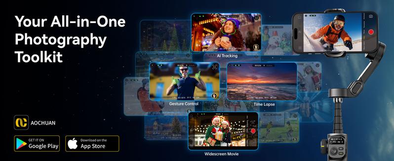 AOCHUAN Gimbal Stabilizer for iPhone, 3-Axis Smartphone Gimbal Built in 7.8' Extension Rod, Portable Gimbal Stabilizer w/OLED Display for iPhone/Android, Perfect for TikTok YouTube Vlogging-Smart X2 Black