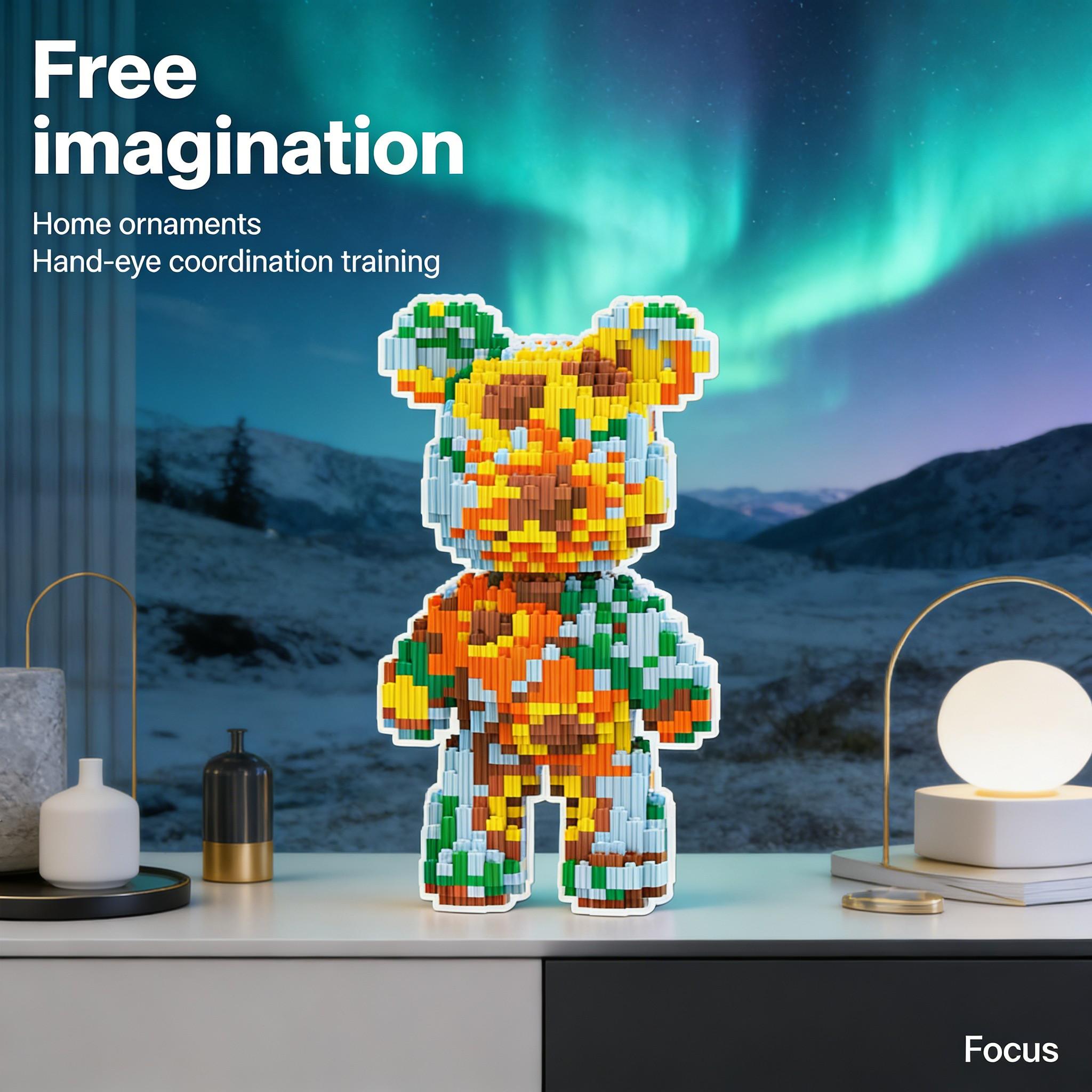 Sunflower Bear Series Creative Building Blocks Model, 1451pcs, Original Authentic, New 2026 Size, Gift Idea, DIY Craft Decor