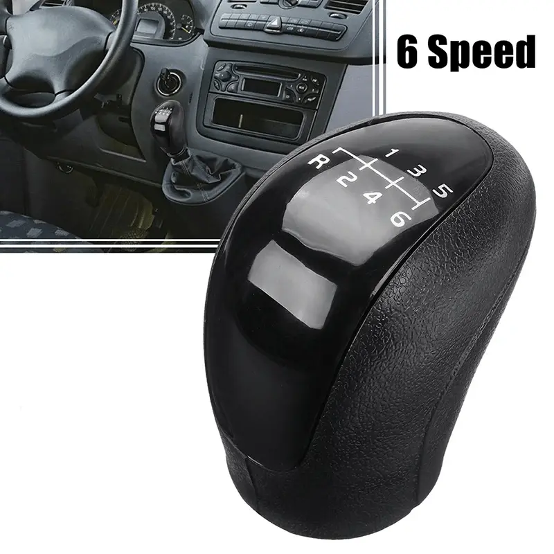 New Black 5/6 Speed Plastic Gear Shift Knob, Easy To Install Durable Shifter Head Fit For Mercedes Viano W639 2003-2010 Sprinter I 906 2006-2013 Volkswagen Crafter I 2E 2F 2006-2011 Car Interior Replacement Parts