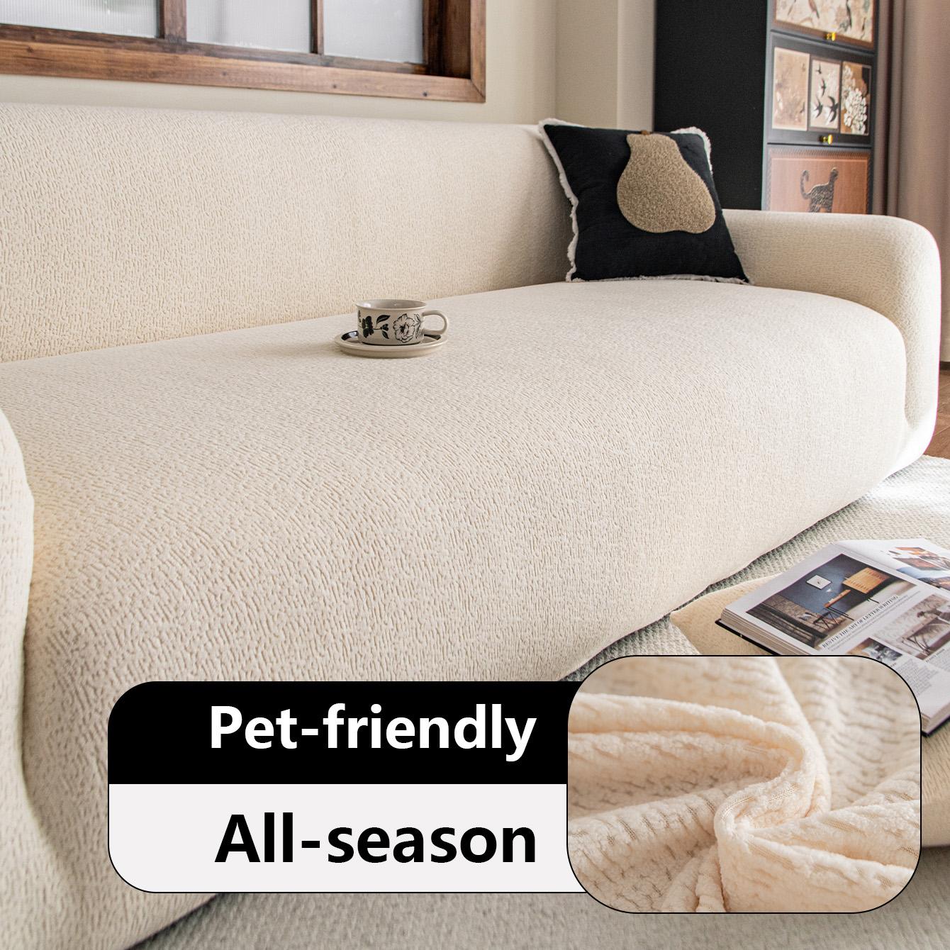 Modern Luxury Stretch Sofa Cover, Durable Anti-Scratch Couch Protector, Soft Sofa Protector Fits 1-5 Seater Sofas, All Seasons Use, Elastic Sofa Slipcover