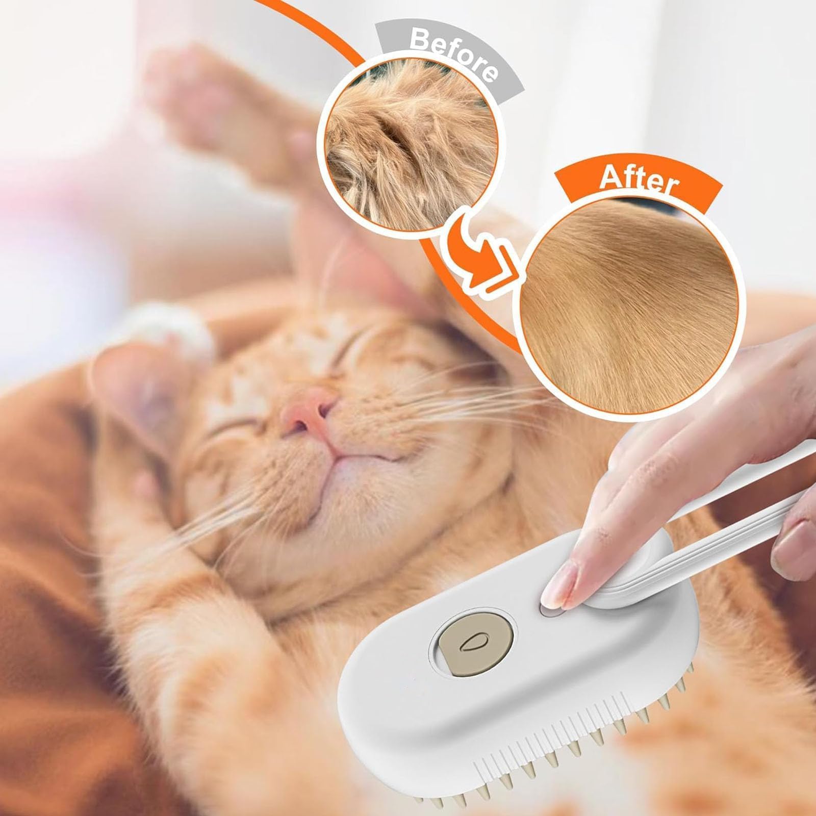 Rechargeable Steam Pet Brush for Shedding – Anti-Static, Combines Massage, Cleaning, Grooming, and Shedding Control for Cats and Dogs, Perfect for All Coat Types