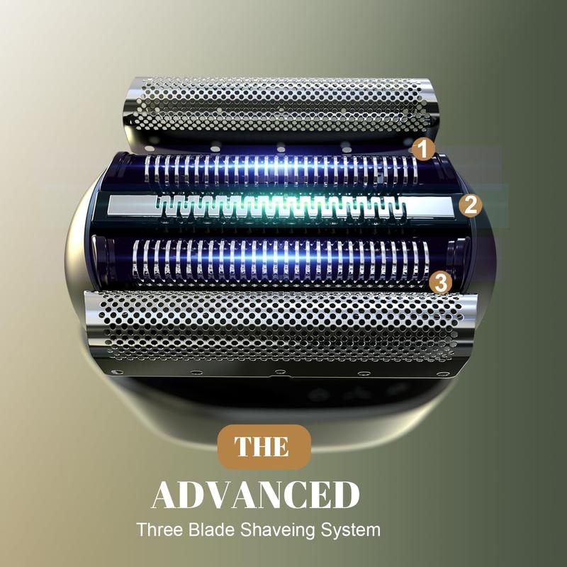 [TikTokShopStockUp]Upgraded Mini Electric Shaver for Men, Foil Shaver for Men with 3 Blade Heads Floating Head IPX7 Waterproof Wet/Dry LED Display USB Type C Shave Revolution Luggage Electric Shaver