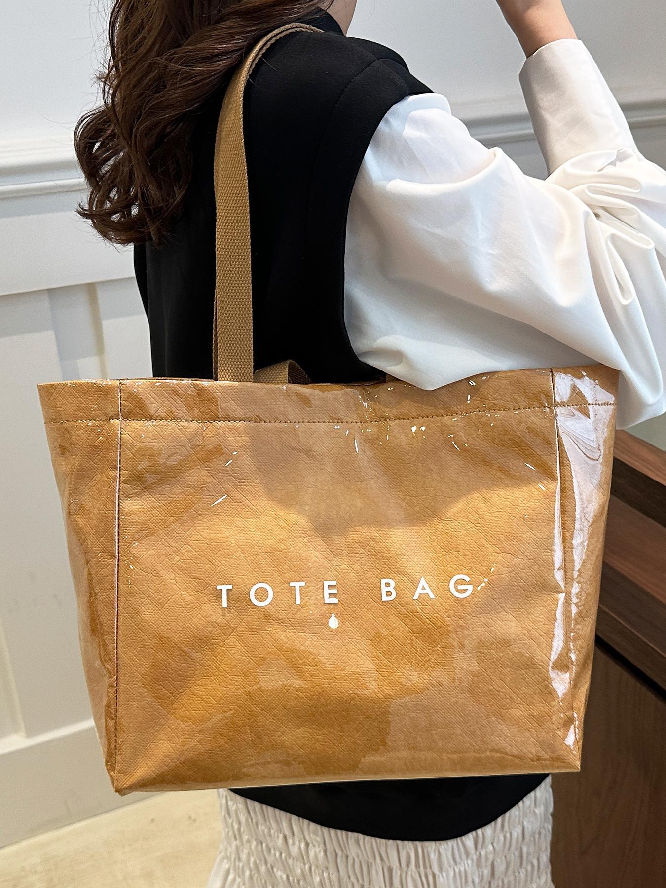 26 Valentine's Day Gift Letter Print Large Capacity Tote Bag, Commuter Shoulder Bag, Trendy Versatile Handbag, Shopping Bag, Fashionable Women's Big Bag