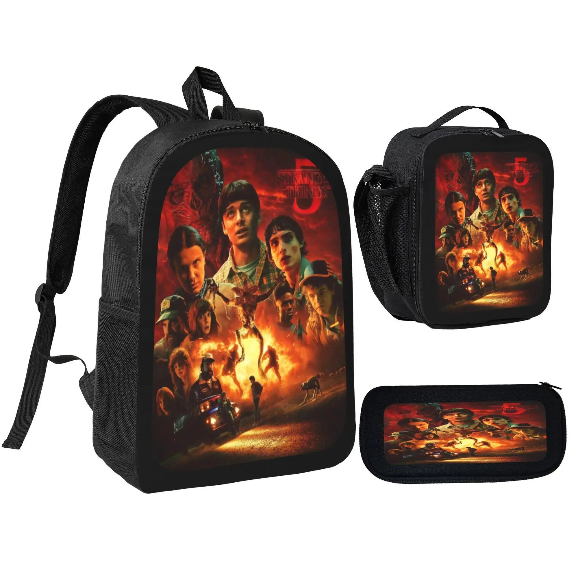 3PCS Stranger Things backpack Game Backpack Daypack Gaming Shoulder Bag Leisure Travel Adjustable Strap Backpacks 17in