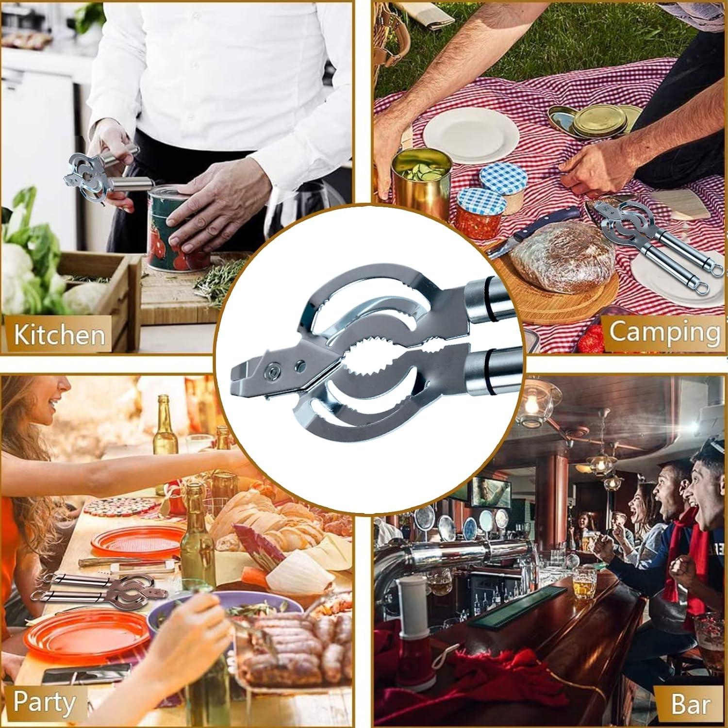 Multi-Functional Can Opener for Weak Grip, Stainless Steel Beer Bottle Opener, Ideal for Elderly with Arthritis, Easy-To-Use Design
