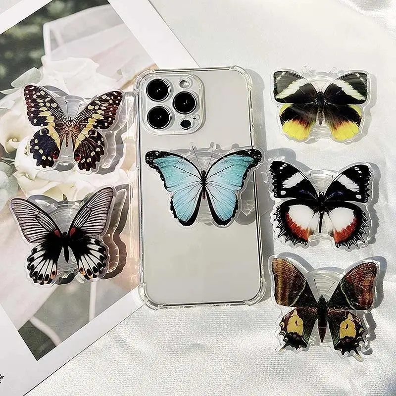 Bionic Butterfly Socket Phone Holder - Tok Bionic XHD Series, Folding Grip, 3D Effect Transparent Cover, 3D Effect Stand, Mobile Phone Accessory