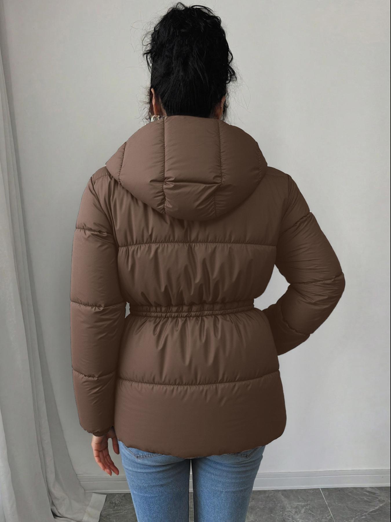 Women's Fashion Thickened Hooded Jacket, Waist-Centered Long Warm Coat for Outdoor Activities & Winter Travel