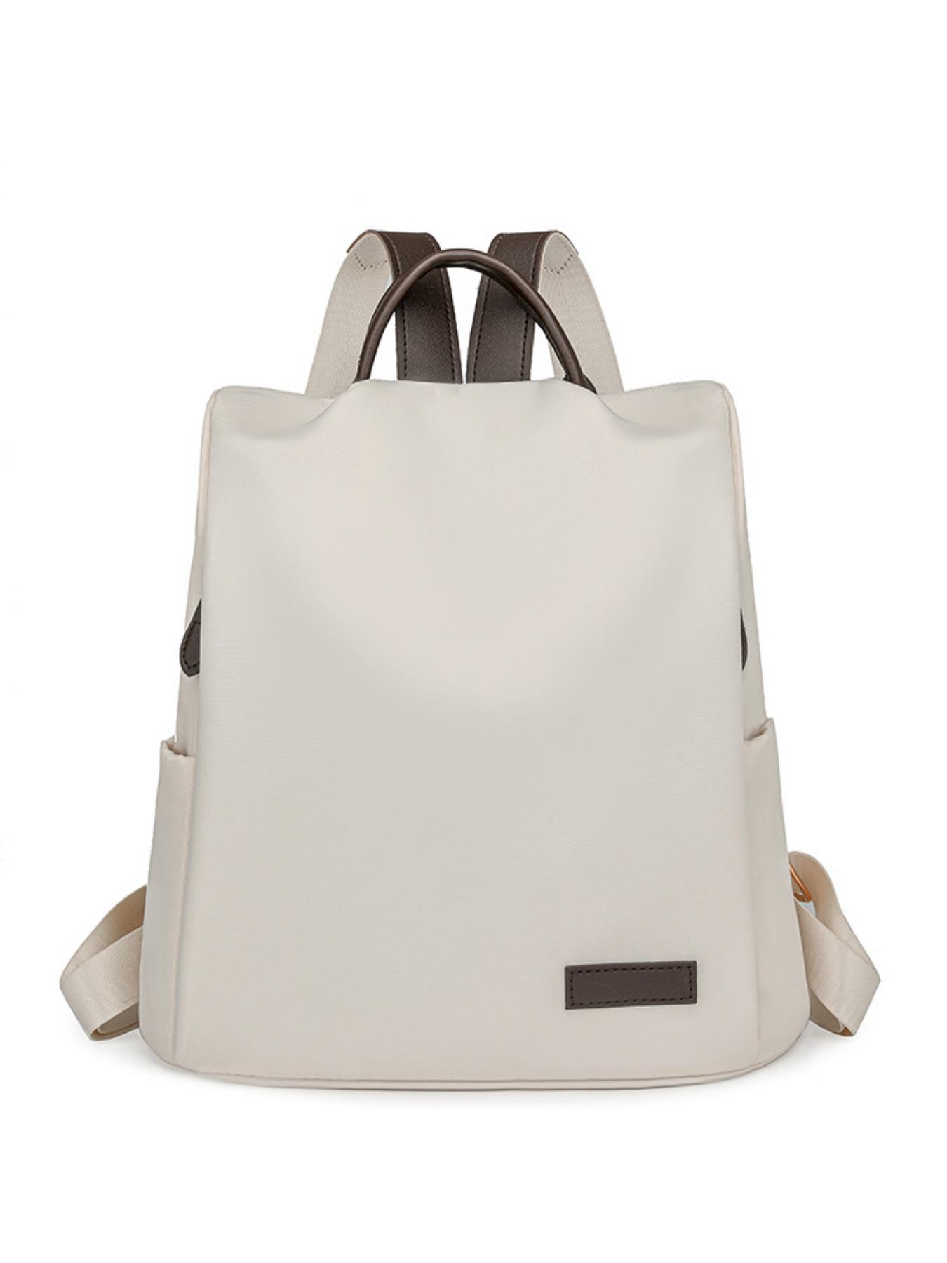 Women's Plain Anti-Theft Backpack, Geometric Patchwork Design, Large Capacity Waterproof, Fashionable Versatile Shoulder Bag, Water Resistant Backpack