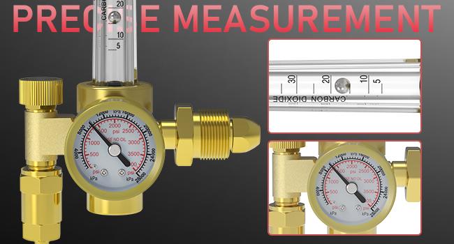 YESWELDER CO2 Argon Gas Regulator, Flow Meter Gas Pressure Gauge for MIG TIG Welding, CGA580 Inlet Connection
