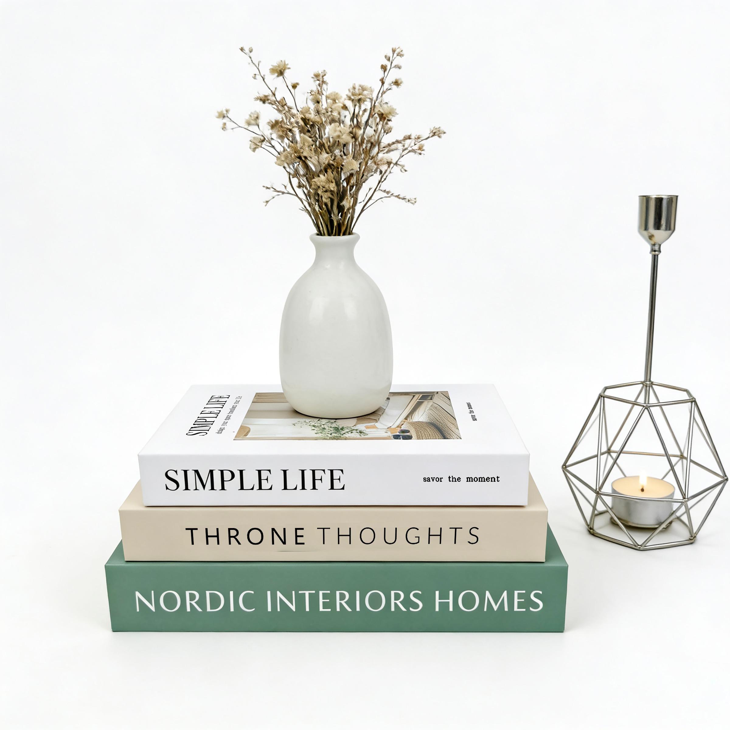 3-Piece Home Decor Book Set, Luxurious Minimalist Decoration, Artificial Realistic Books for Coffee Table, Living Room, Bedroom, Office