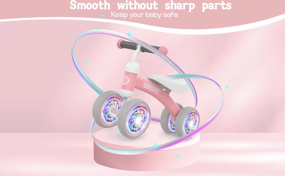 Bobike Baby Balance Bike Toy for Kids Colorful 4-Wheel No Pedal Bicycle for Toddlers Best First Birthday Gift Walker Toy for Boys & Girls Trike Foldable Scooter