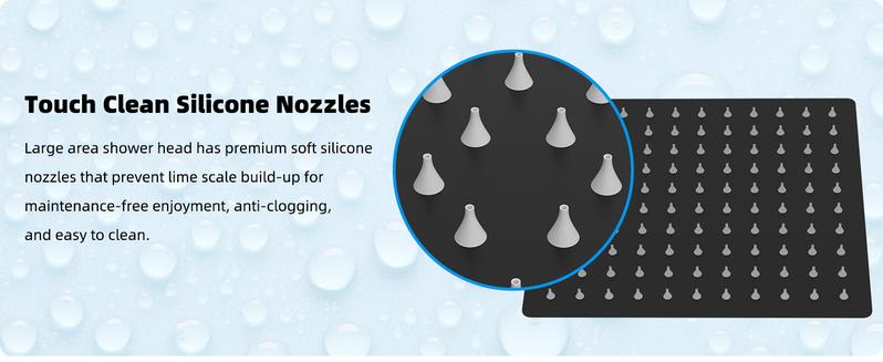 Hibbent All Metal 10'' Rainfall Shower Head, Square Shower Head Combo, High Pressure Handheld Shower Wand, 16'' Adjustable Arc-shaped Shower Extension Arm, 71'' Hose, 2 Showerhead Holders, Matte Black rain shower