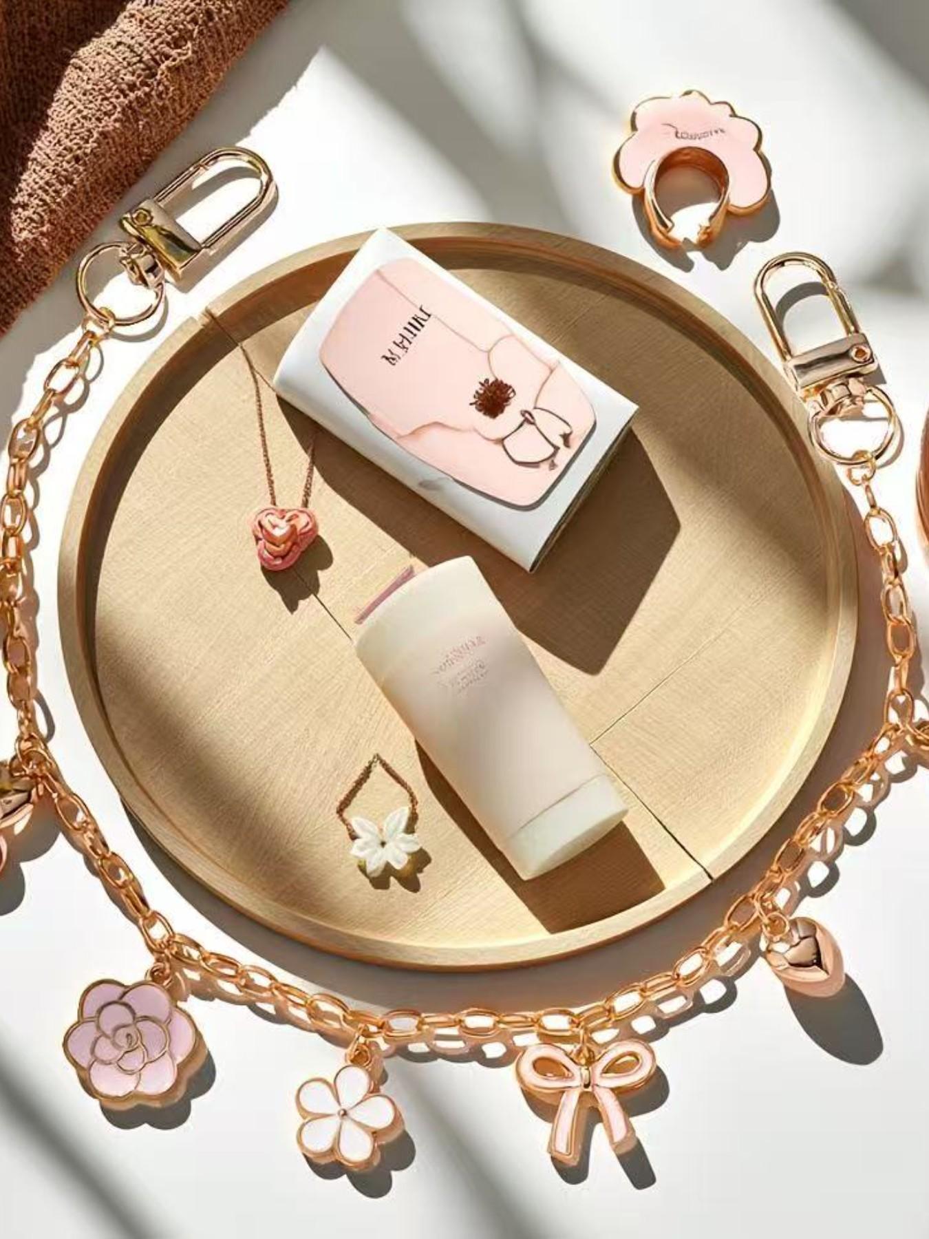 Trendy Metal Style Wallet Crossbody Bag, Versatile Oil Drop Flower Pearl Design, Chain Strap Accessory, Perfect for Everyday Use