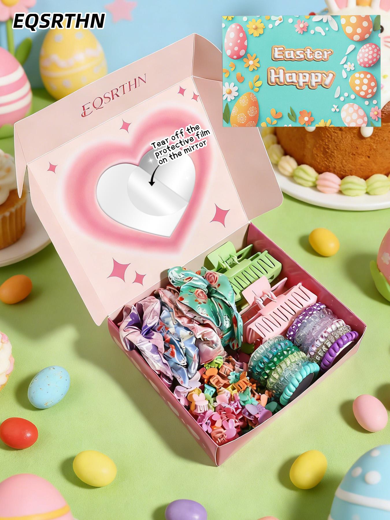 106-Piece Women's Hair Styling Gift Box, Easter Trending Hit! Includes Claw Clips, Hair Ties, etc. Easily Create Diverse Hairstyles, Self-Adhesive Mirror for Easy Touch-Ups, Perfect for Festival Parties and Daily Use, a Must-Have for Beauty!