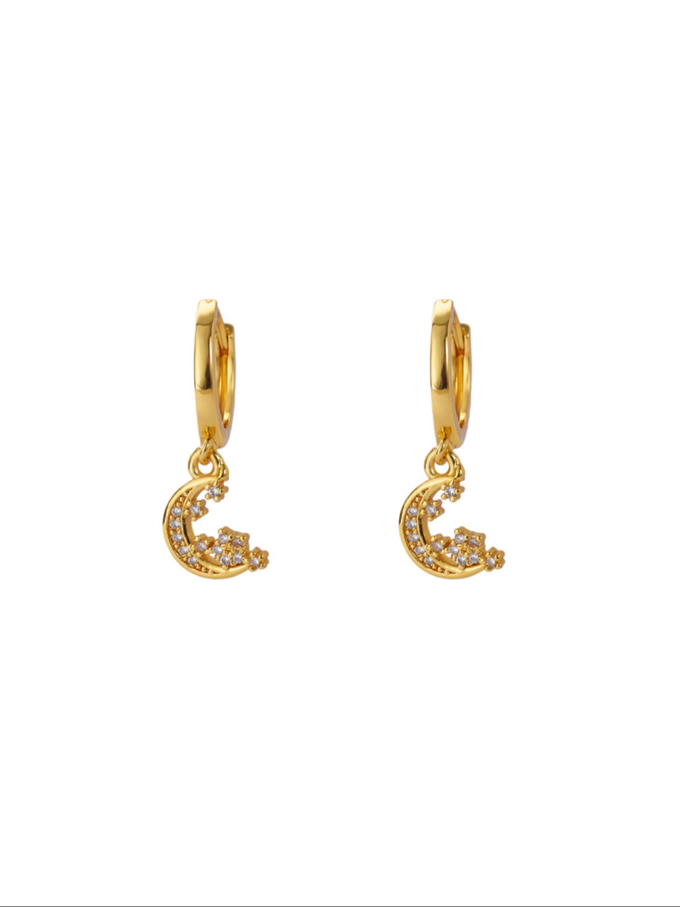 1 Pair Zircon Star Moon Earrings for Women 18K Gold Plated Dangle Drop Earrings Fashion Jewelry,Perfect Gifts for Birthday,Party,Wedding,Anniversary,Mother's Day,Vacation,Daily