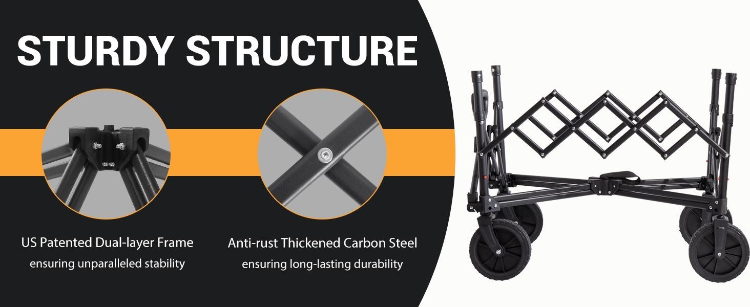 Heavy-Duty Folding Wagon Cart:Compact,All-Terrain Utility with 360° Wheels –220 lbs Capacity for Sports,Camping,and Grocery Shopping organizer Heavy-Duty Folding Wagon Cart:Compact,All-Terrain Utility with 360° Wheels –220 lbs Capacity for Sports,Camping,and Grocery Shopping organizer