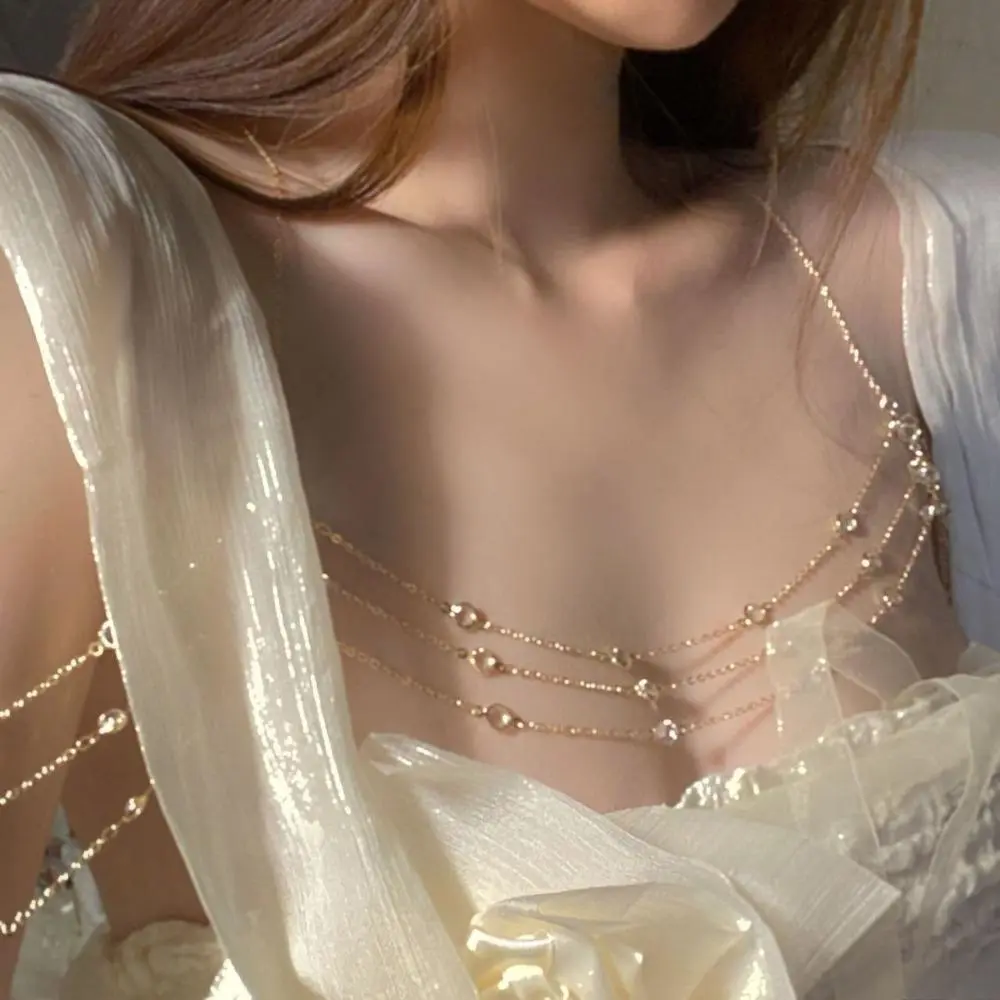 High-End Fairy Pure Desire Body Chain, Multi-Layer Full Rhinestone Shoulder & Chest Chain, Glam Sparkling Accessory for Women Dinner Party, Evening Gown and Stylish Outfits