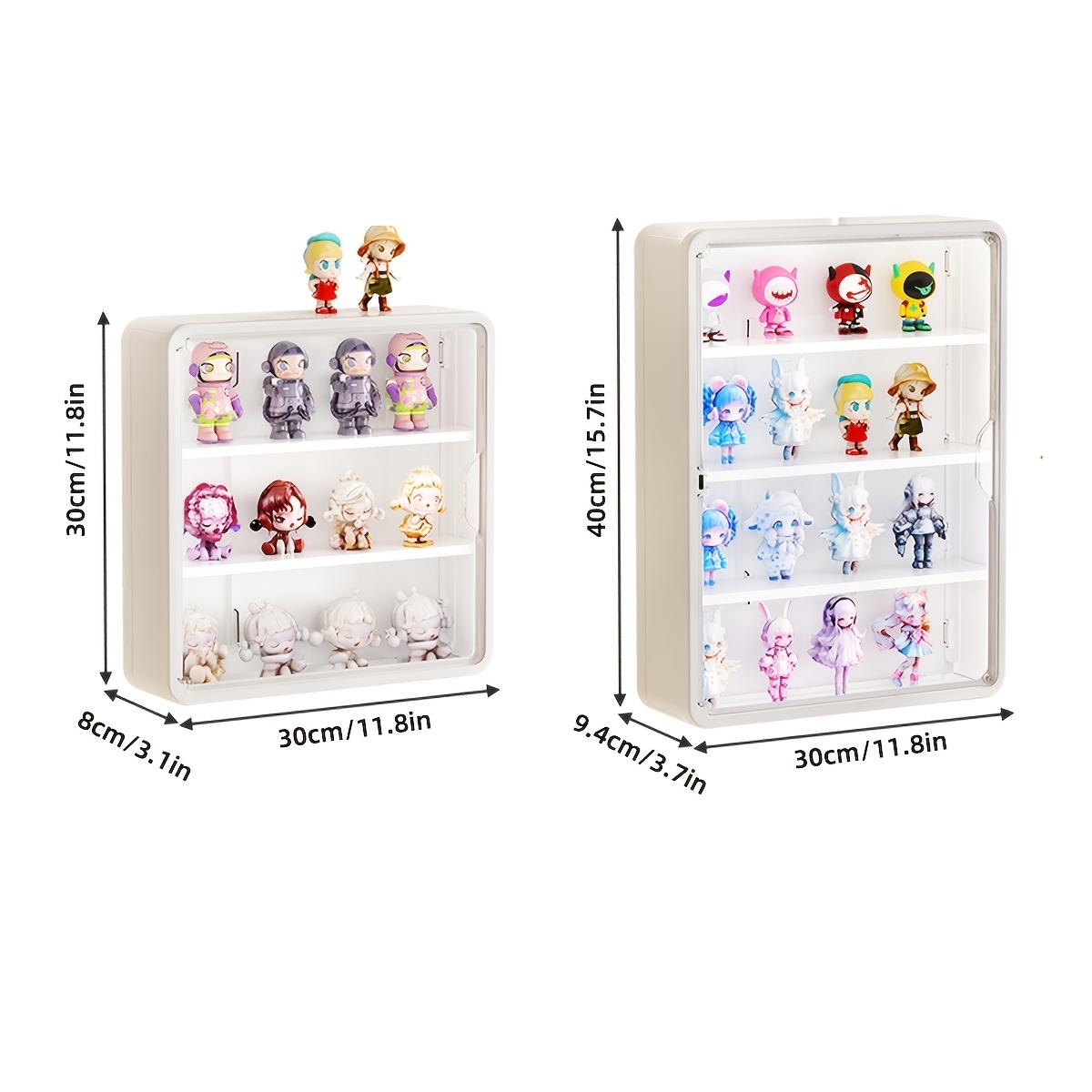 Large Wall-Mounted Display Rack for Doll Collection, 3 or 4-Tier Acrylic Storage Box with Magnetic Design, Space-Saving Clear Compartments for Action Figures and Accessories, Floating Display Shelf