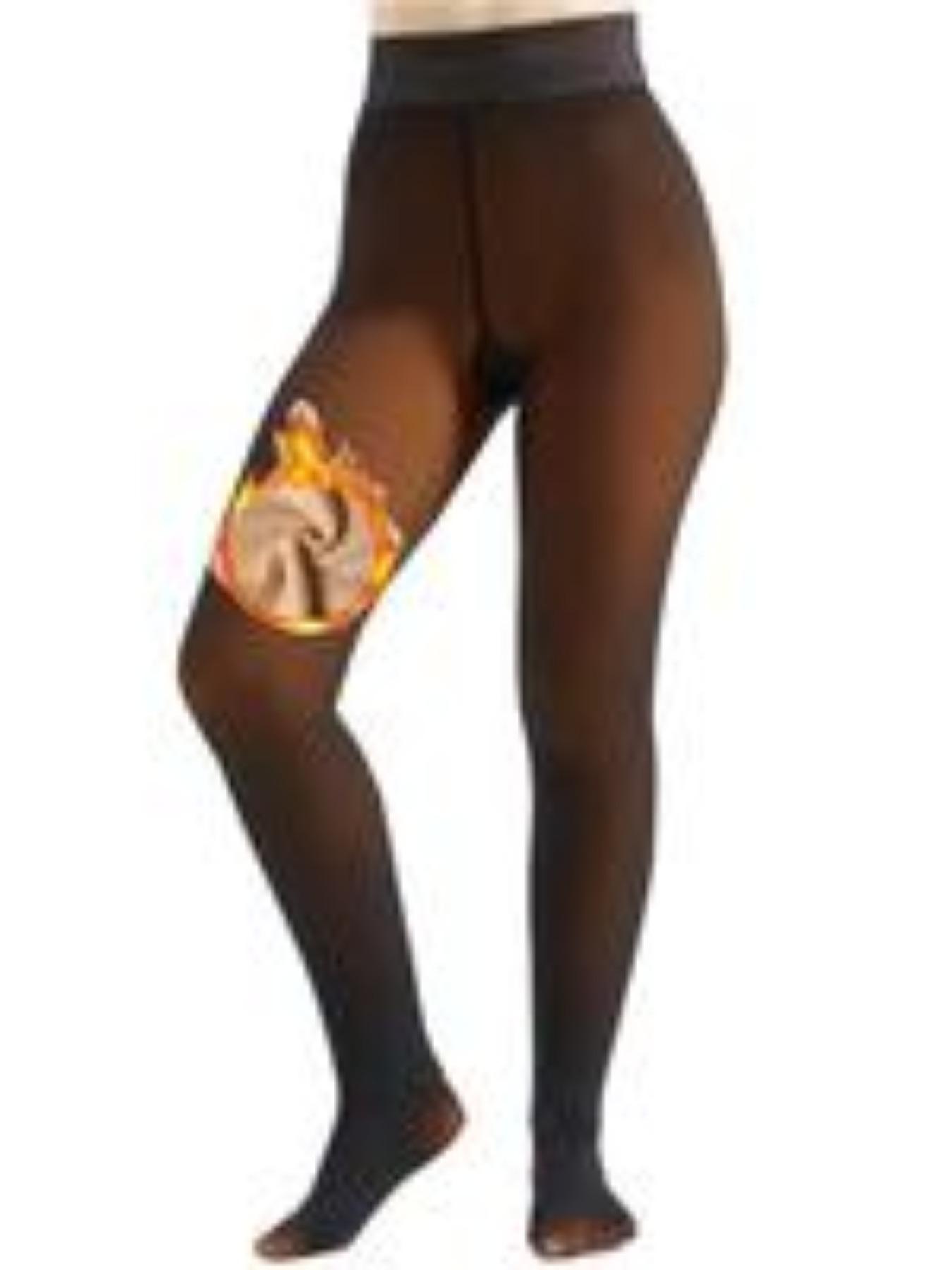 Women's High-Waisted Plain Thick Fleece Pantyhose, Fall & Winter Wear, Slimming Warm Fake Sheer Stockings