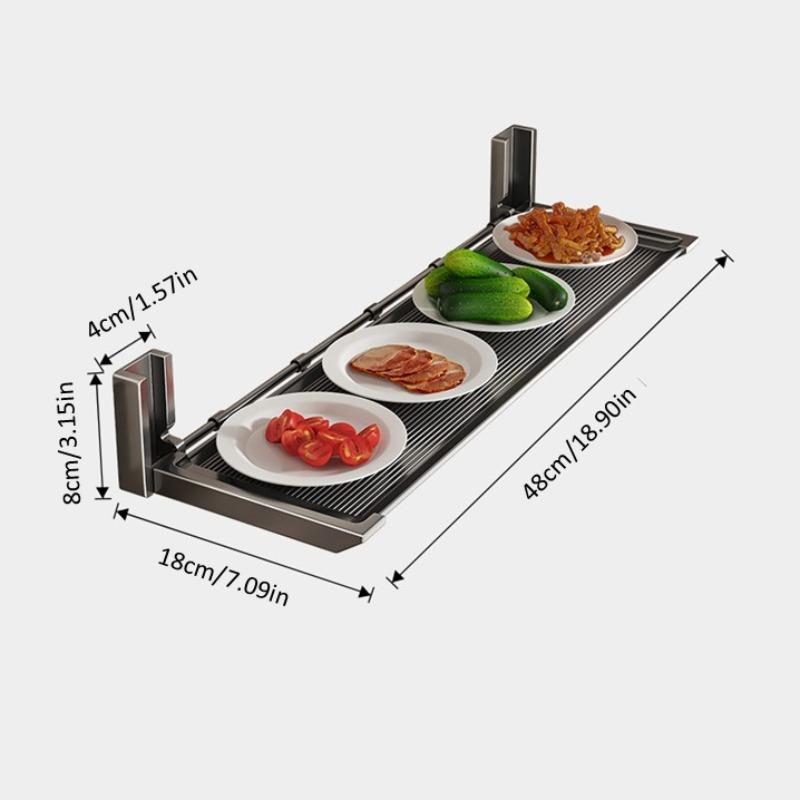 Suction Cup Kitchen Prep Rack with Multi Layer Food Trays, Wall Mounted Foldable Vegetable Holder for Meal Prep, Space Saving Storage Organizer for Cutting Ingredients, No Drill Design for Home Kitchen Use
