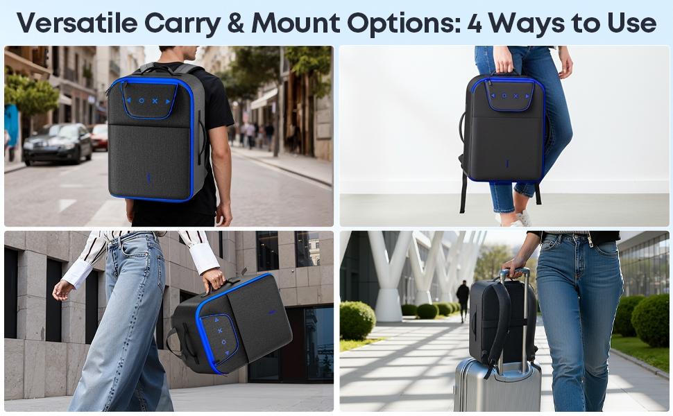 SUNDAY MIRTH Carrying Case Travel Compatible with PS5/ Slim/ Pro, PS5 Durable Airline Approved Backpack Fits 16" Laptop, Protective Travel Bag for Digital/ Disc Game Console, PS5 Accessories for Controller Disk Cable, Laptop Bags