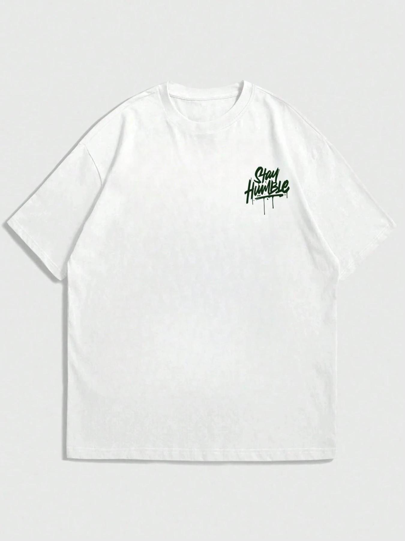 Men's Summer Letter Sport T-Shirt, Breathable Quick-Dry Knit Fabric, Elastic Round Neck Short Sleeve, Casual Workout Top