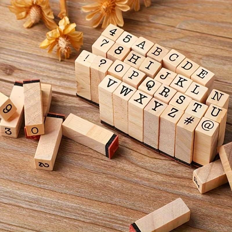 Wooden notebook stamp set | Includes basic styles with months, numbers and English, rubber surface is clear and easy to imprint, suitable for decorating notebooks and adding embellishments to various scenes