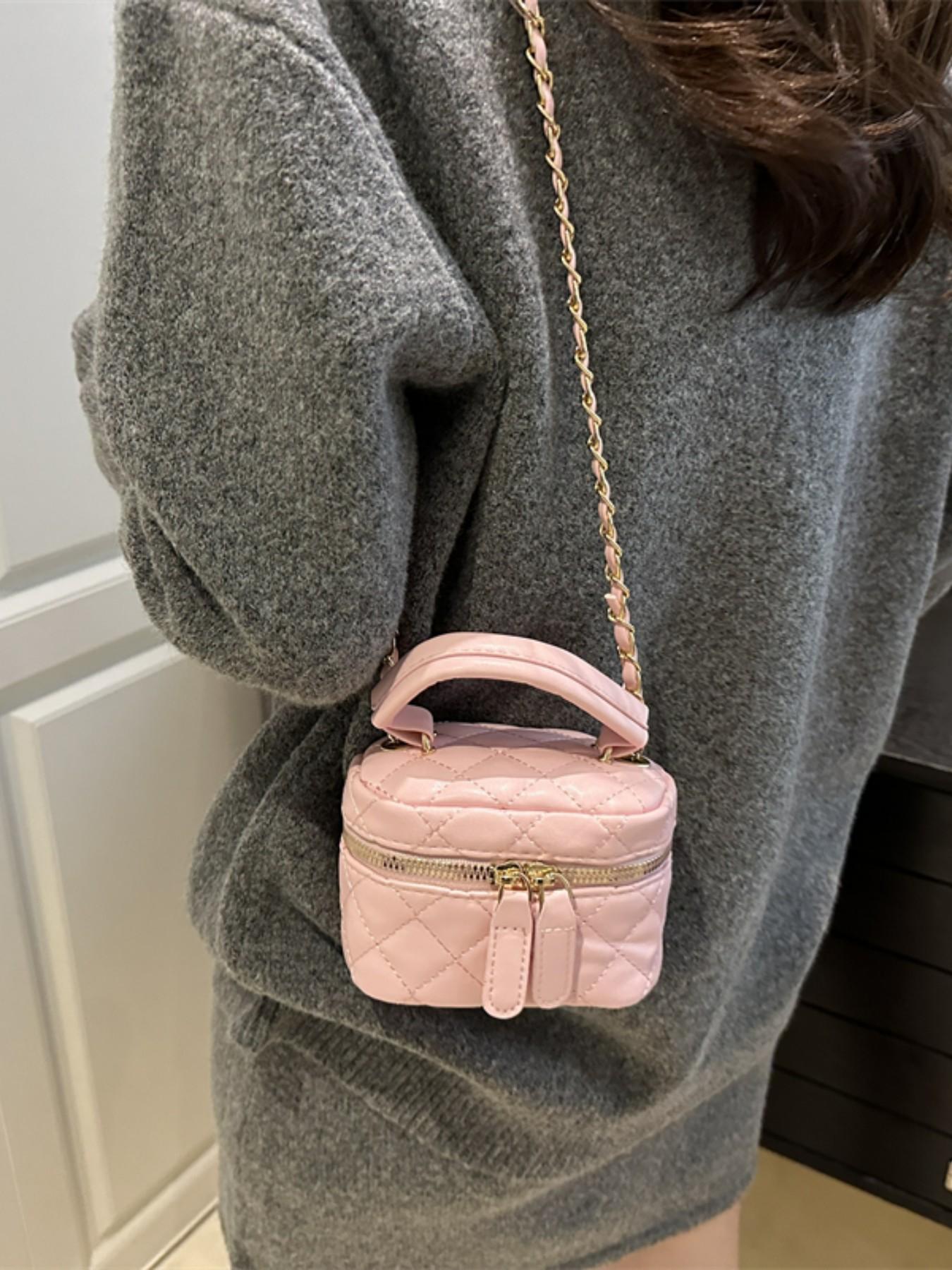 Mini Square Bag, Elegant Plaid Design, All-Season Handbag, Simple Shoulder Crossbody Box Bag, Fashionable and Stylish