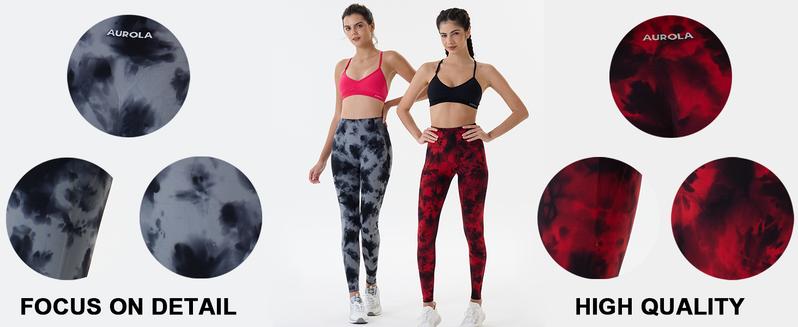 AUROLA Dream Tie Dye Workout Leggings for Women ,High Waist Seamless Scrunch Athletic Running Gym Fitness Active Tie Dye Pants