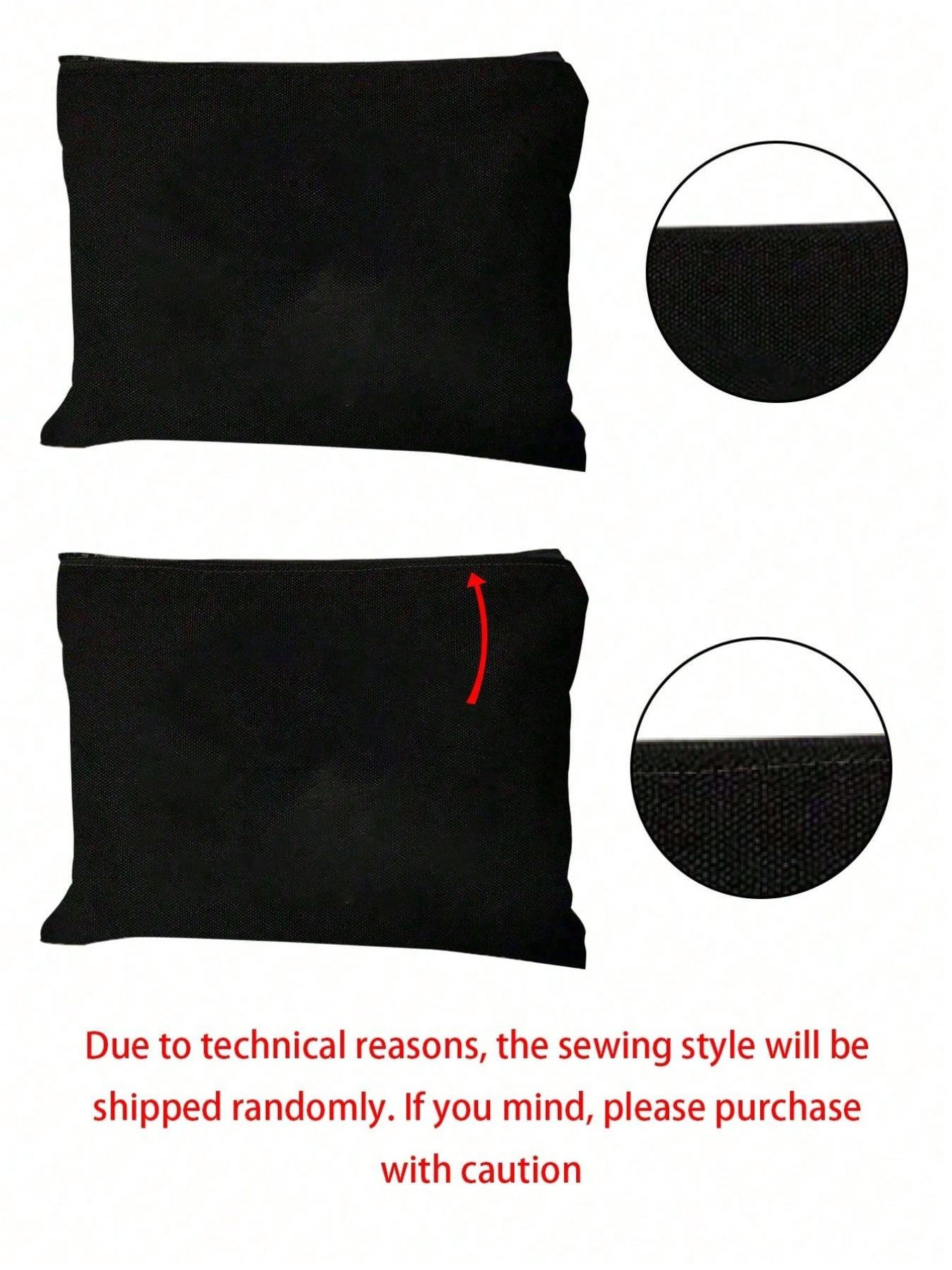 Ballet Pattern Women's Black Makeup Storage Bag, Handbag, Zippered Canvas Bag, Cute Retro Ballet Skirt, Dance Shoes, Rose Element, Bow Element, Vacation Bag, Large Capacity Storage Bag,