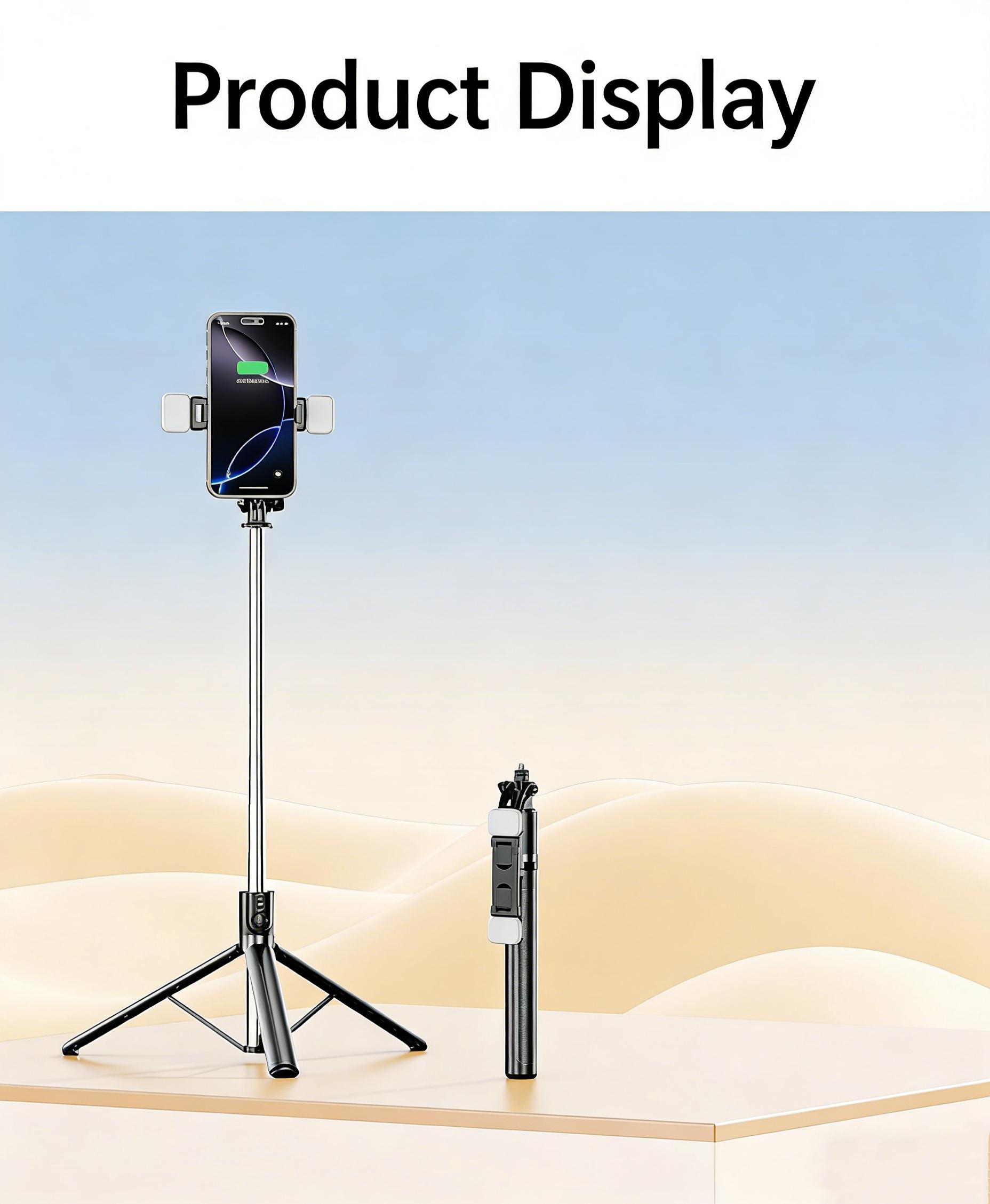 70.86" telescopic Selfie Stick Tripod, 3-Axis Anti-Shake with Bluetooth Remote, Compatible with iPhone/Android/Camera for Vlog/Live Stream