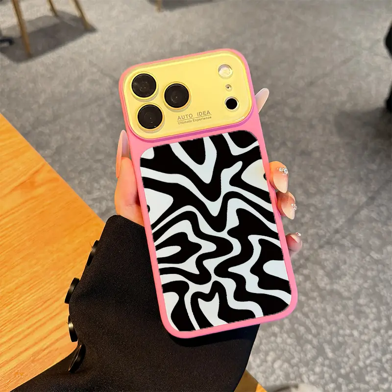 Black And White Fluid Abstract Wave Pattern Phone Case Summer Vibe Dopamine Color Block Phone Case for iPhone 17 16 15 14 13 Pro Max  Soft Touch Minimal Aesthetic Shockproof Cover, Cute Multi-Color Everyday Protective Case.