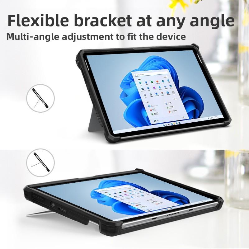 Heavy Duty Shockproof Case for Microsoft Surface Pro 9/8/7/X, Protective Cover with Built-in Kickstand, Back Shell & Adjustable Shoulder Strap, Rugged Full Body Protector for Surface Tablet