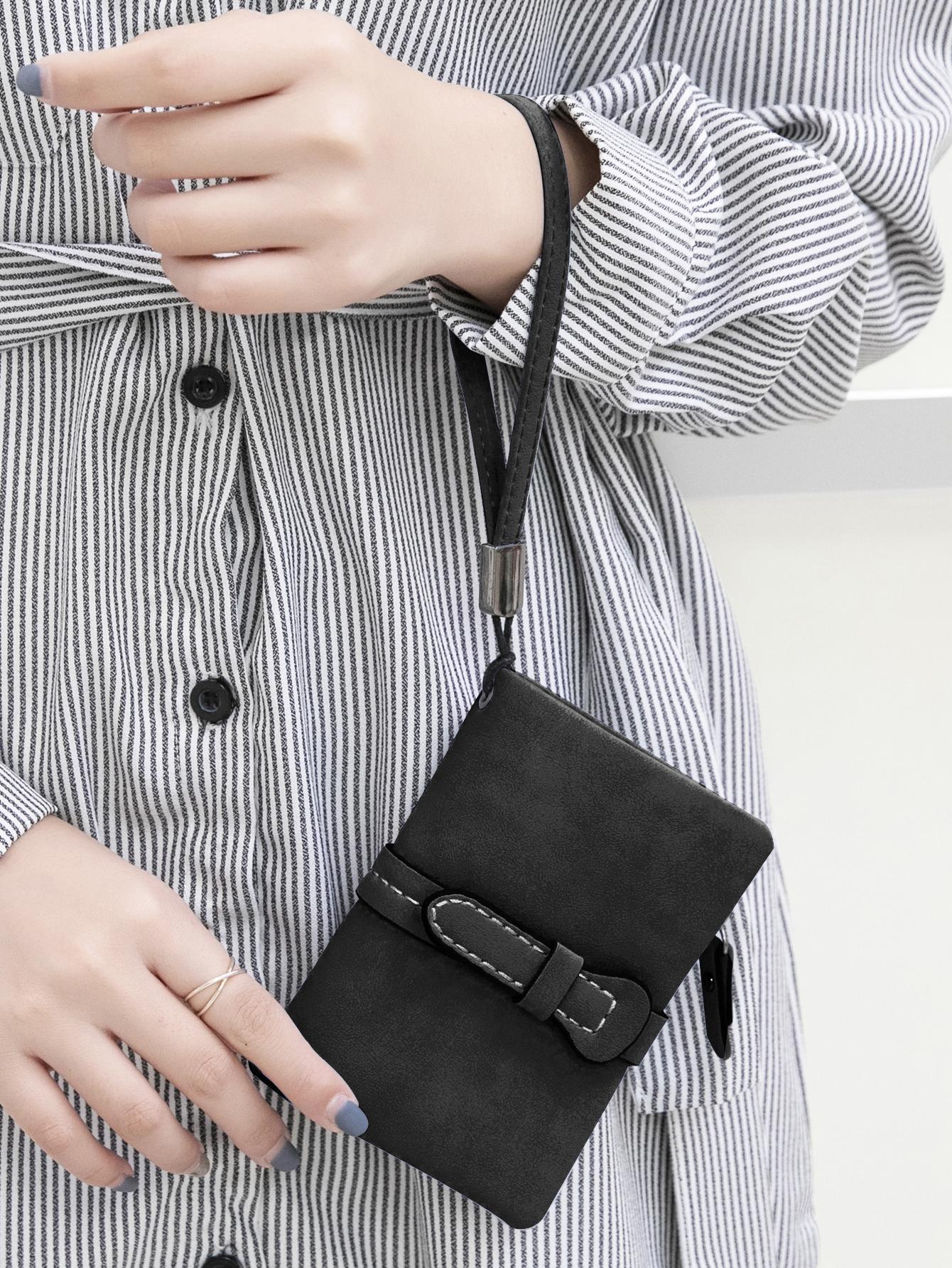 Women's Elegant Minimalist Short Wallet with Wristlet, Casual Versatile Zipper Card Slots Wallet, Trendy Wallet for Daily Use